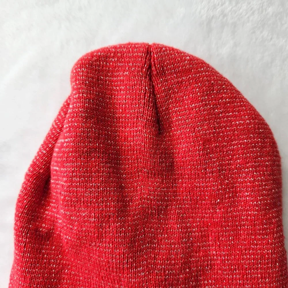 Red Metallic Wool Blend Hat Fleece Lined Beanie‎ Cozy